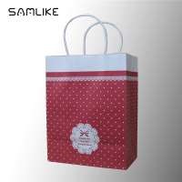 fashion design Guangzhou samlike customized high quality printing kraft paper bag with handle