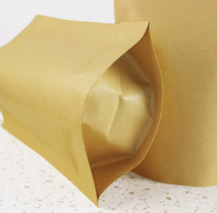 Wholesale Food Grade Brown Kraft Paper Packaging Bag with Window and Zipper