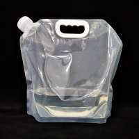 In stock collapsible plastic drinking clear water bag 5l with top spout